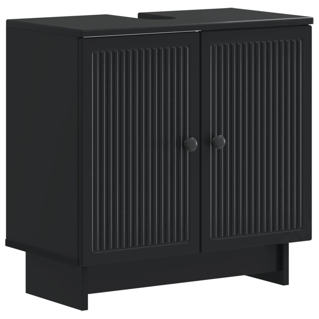 Set di Armadi da Bagno da 2 Pezzi EDE Nero Legno ingegnerizzato 3417982