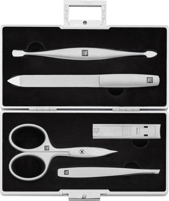 Set di manicure 5 pezzi con contenitore in alluminio robusto nero