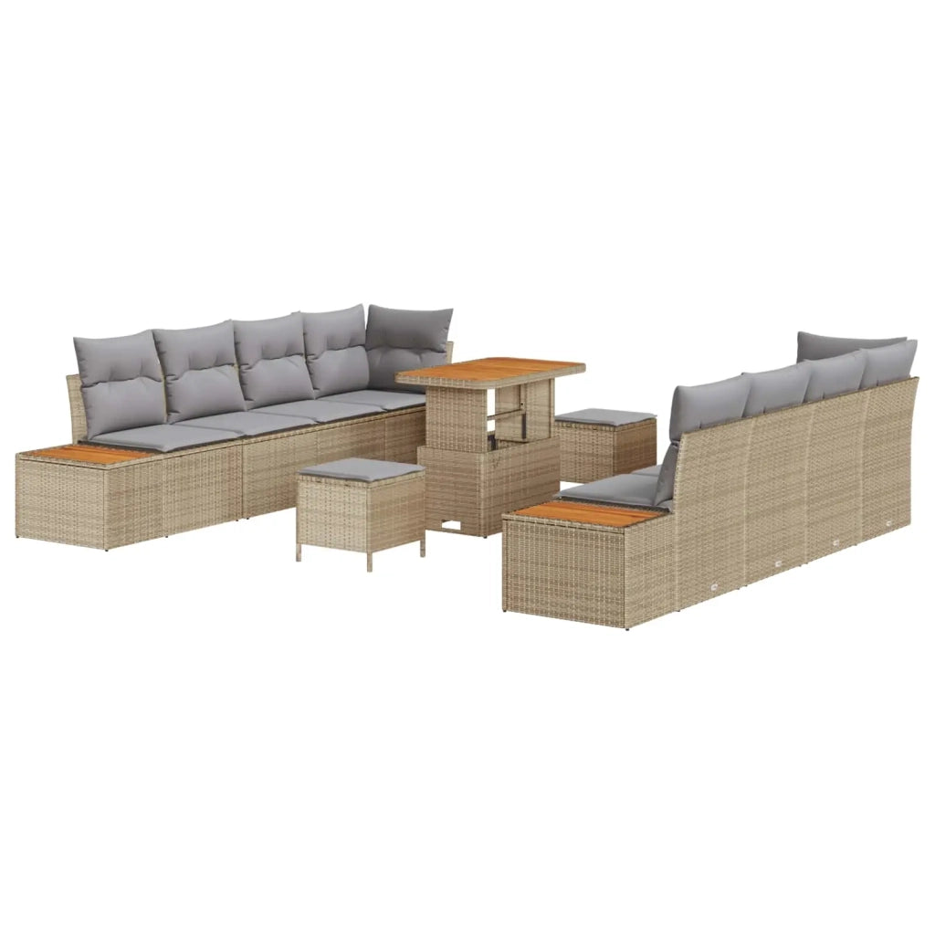 Set Divano da Giardino con cuscino 11 pcs Beige e Grigio Chiaro 3363282