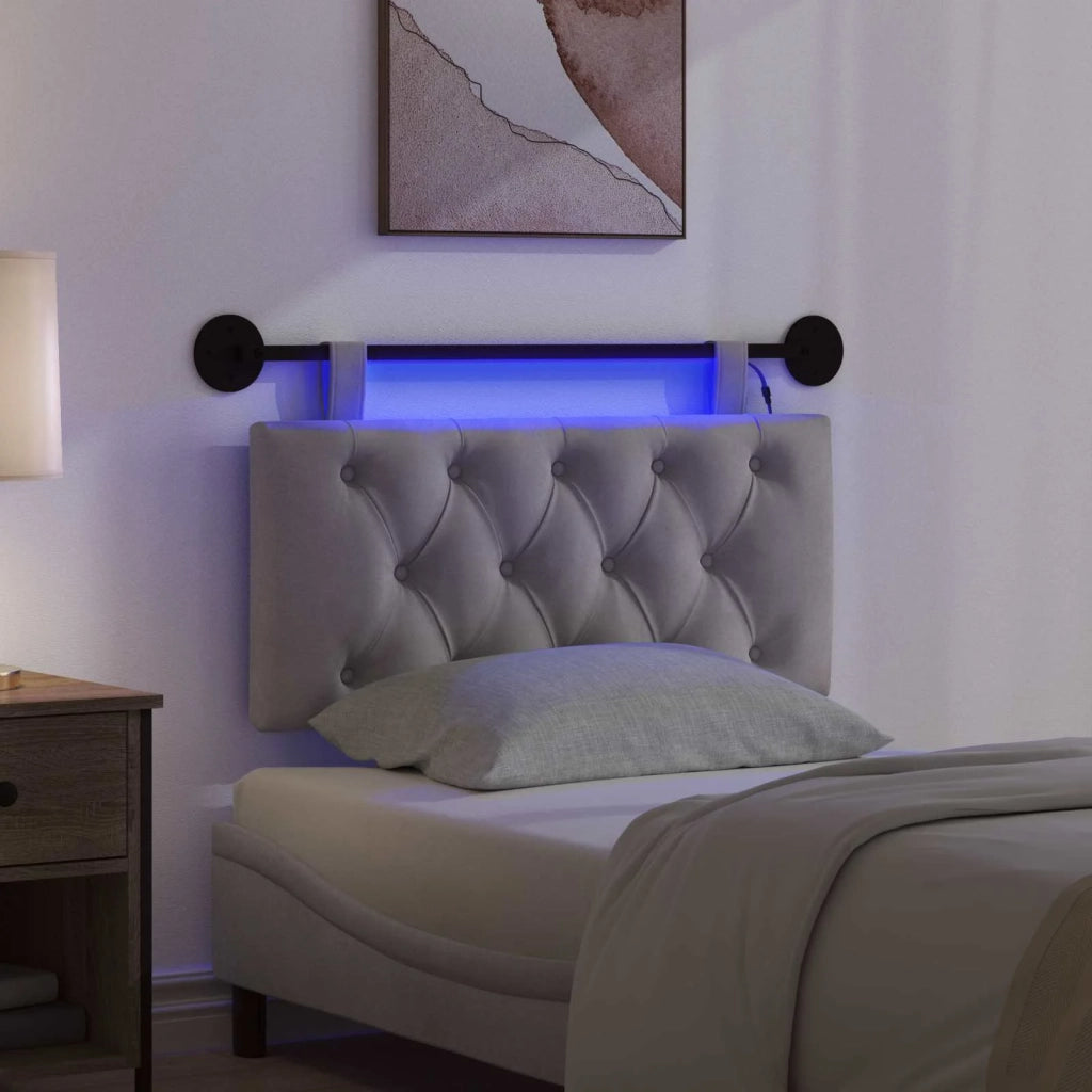 Testiera sospesa Con luce LED Grigio Chiaro Velluto 3424525