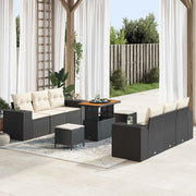 Set Divano da Giardino con archiviazione 9 pcs Nero Poly Rattan