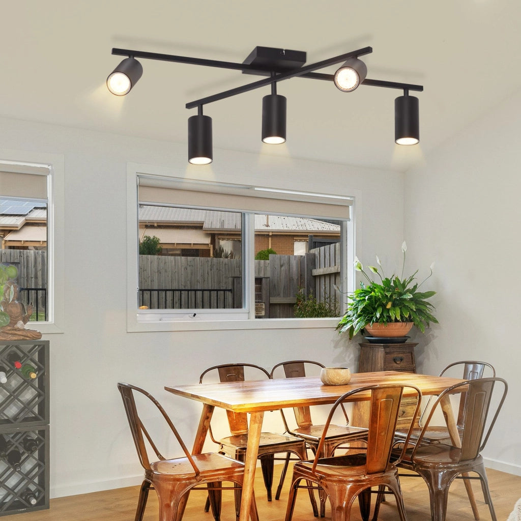 ZMH Faretto da soffitto 5 fiamme GU10 nero lampada da soffitto per camera da letto