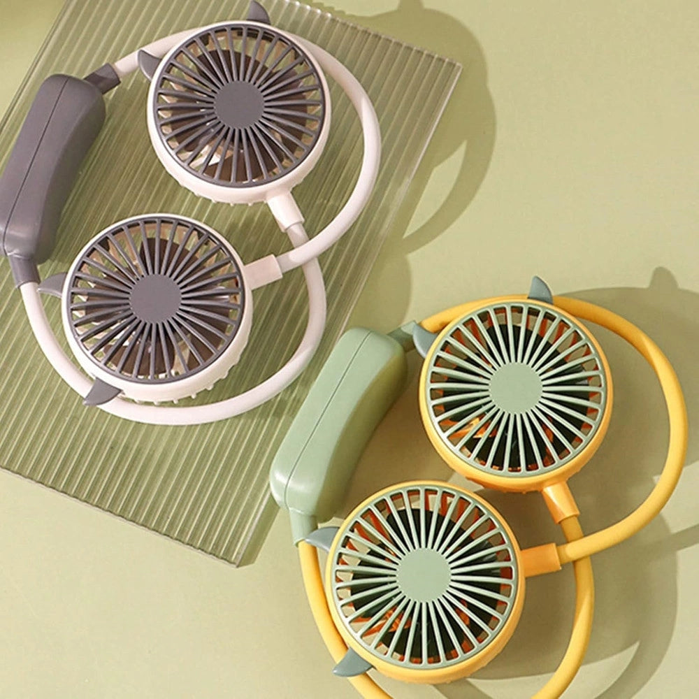Trade Shop - Ventilatore Portatile Da Appendere Al Collo 2 Velocità Usb Ricaricabile Per Sport Viaggi -