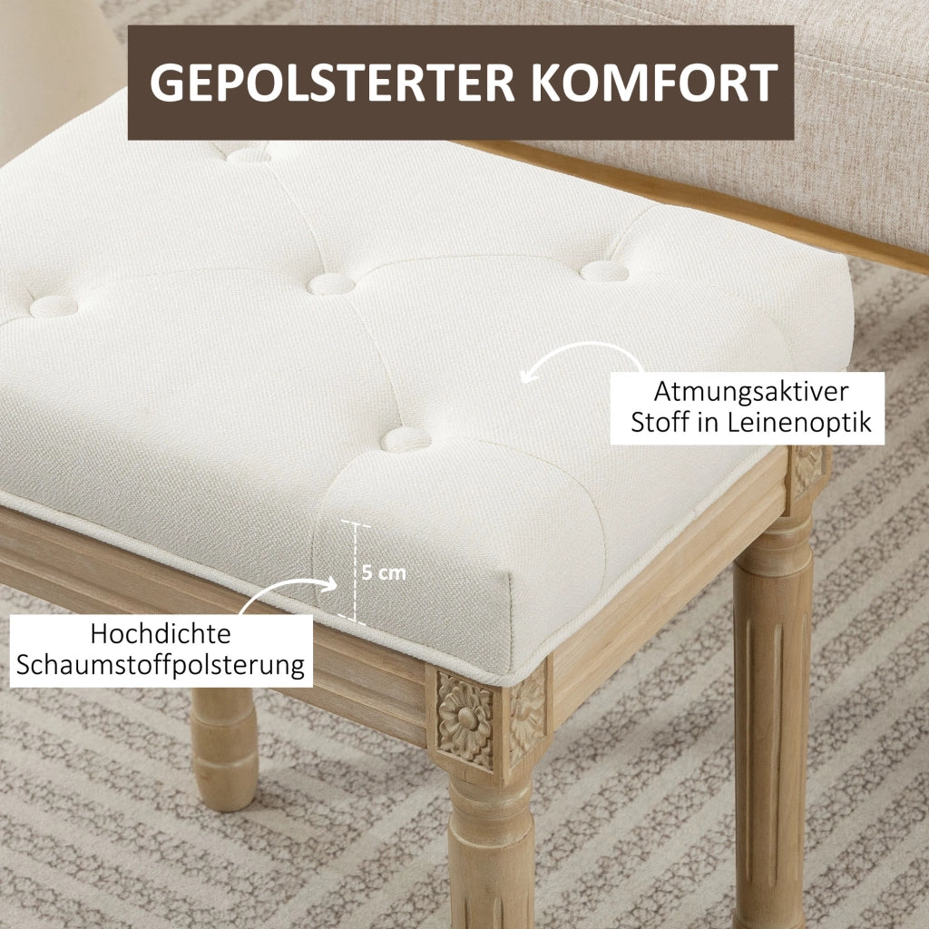 Poggiapiedi imbottito con gambe in legno ¨C Zephmum ¨C Beige 42x32x46.5 cm