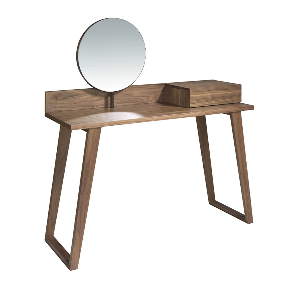 Tavolino da toilette in noce con specchio