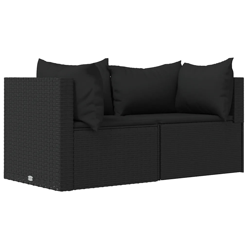 Divani Angolari da Giardino con Cuscini 2pz in Polyrattan Nero 319778