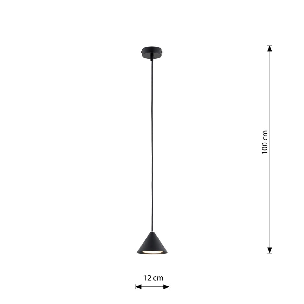 Lampada a sospensione nera conico Ø12 GX53 12W Emibig