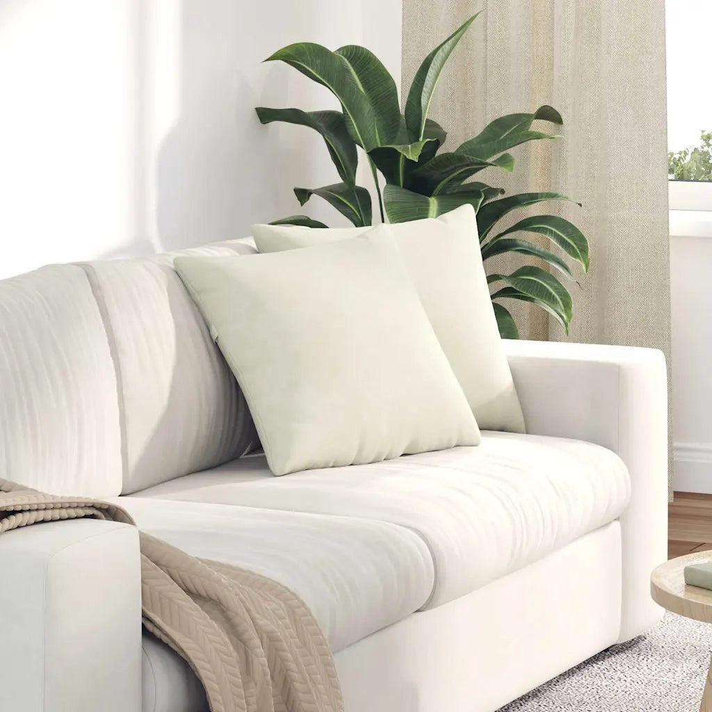 Cuscini da Divano 2 pz-Set di 2 Cuscini per Sofa Crema 45 x 45 cm Tessuto in Cords 203704