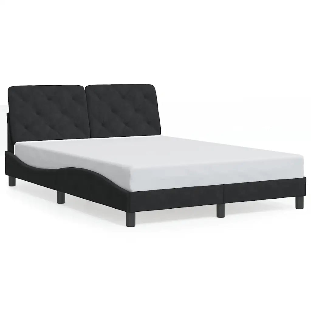 Letto matrimoniale | Letto per adulti | Giroletto senza Materasso Nero 140x200 cm in Velluto