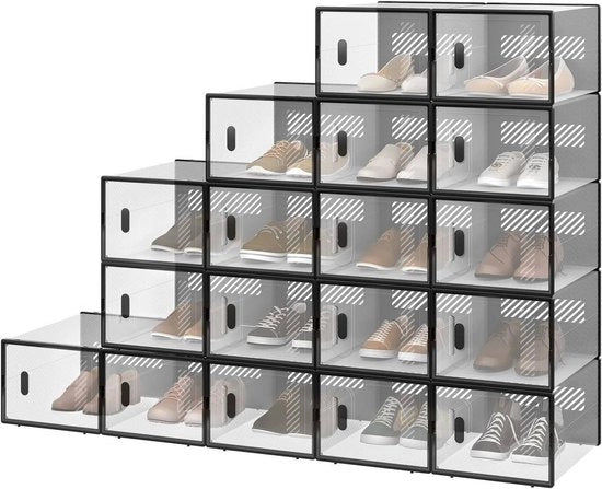 Cassettiere per scarpe - Scatole per scarpe ripiegabili - 18 pezzi - Nero