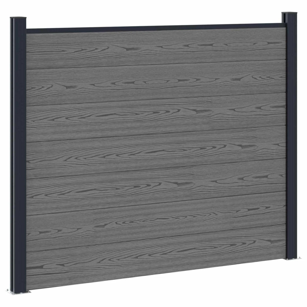 Pannello di Recinzione 9 pcs WPC e Alluminio Grigio
