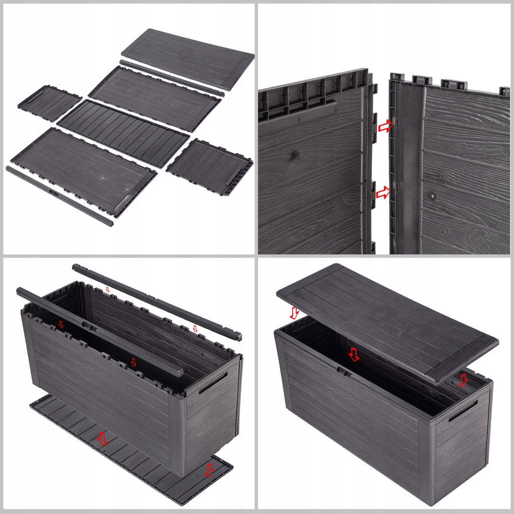 KADAX Box da giardino/balcone 280L per giardino, balcone e terrazzo, colore marrone