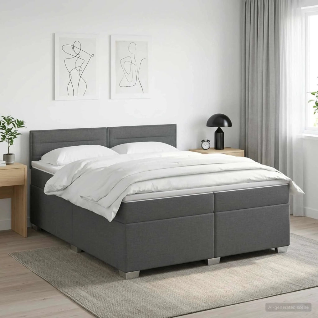 Letto box spring con materasso Grigio Scuro 200 x 200 cm 3450552