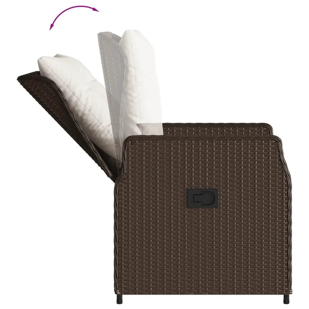 Set da Pranzo da Giardino 7pz con Cuscini in Polyrattan Marrone 3262851
