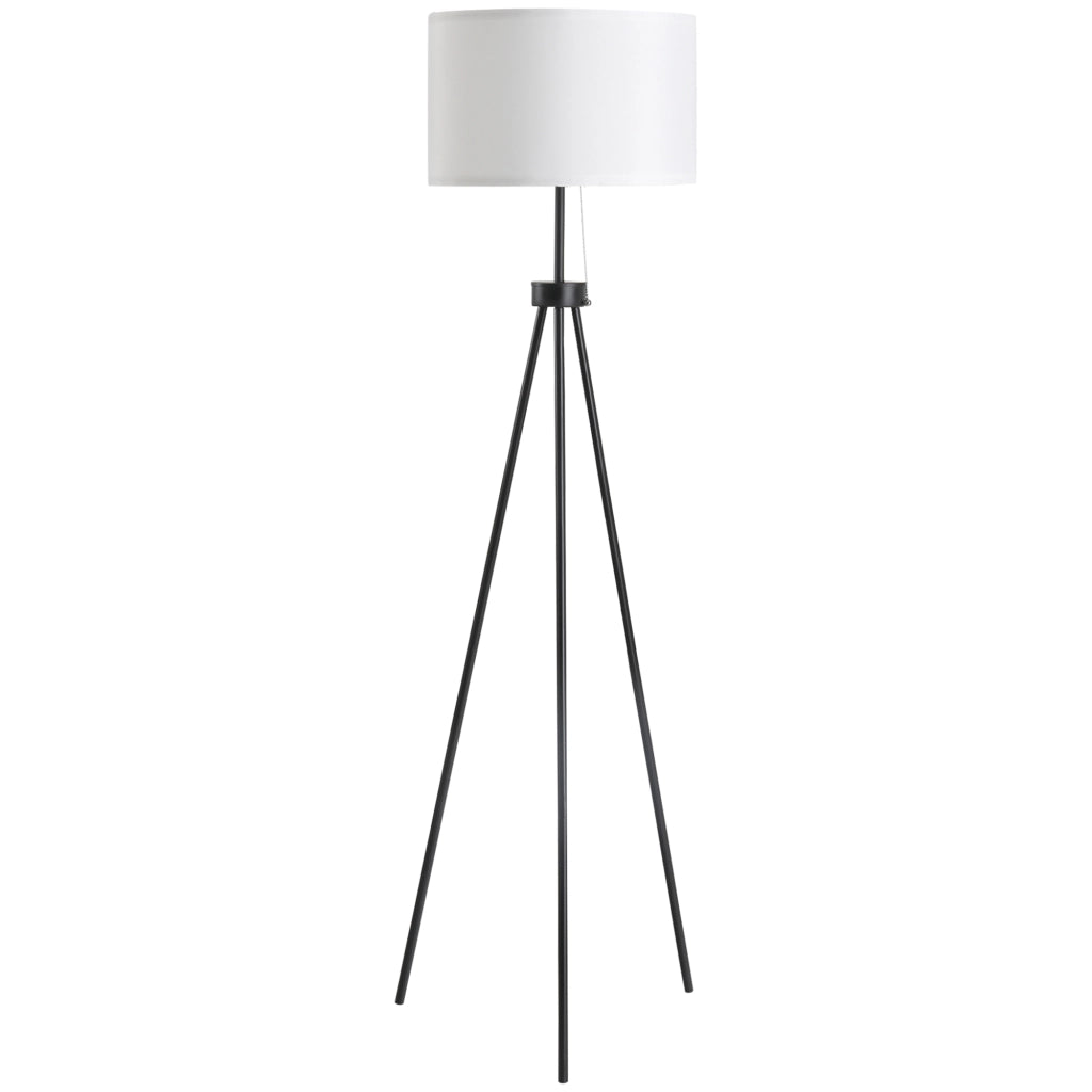 Lampada da Terra con Tripode in Metallo e Paralume in Tessuto ¨C Minimal ¨C ?37x152 cm