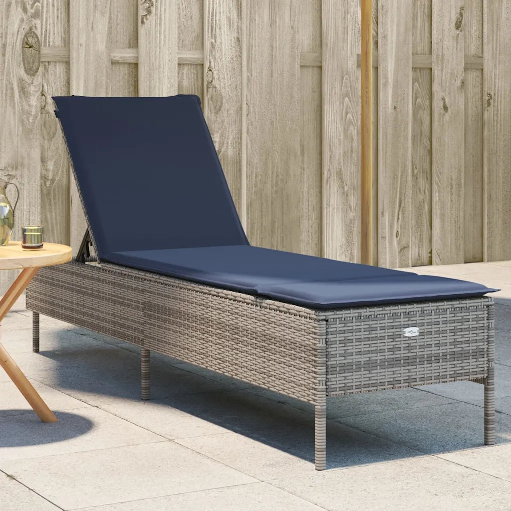 Lettino prendisole con Cuscino in Polyrattan Grigio 4002725
