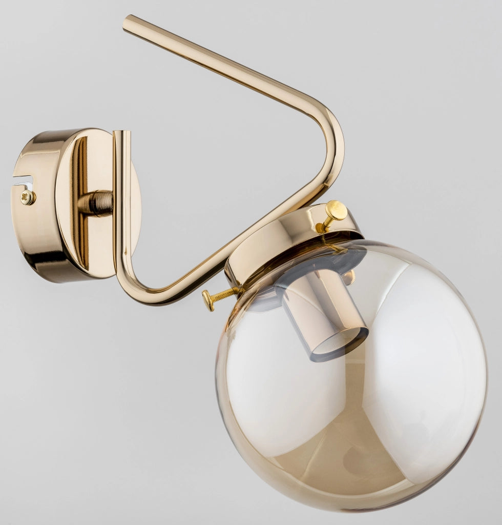 Applique moderna oro sfera vetro ambra E14 10W Barsum