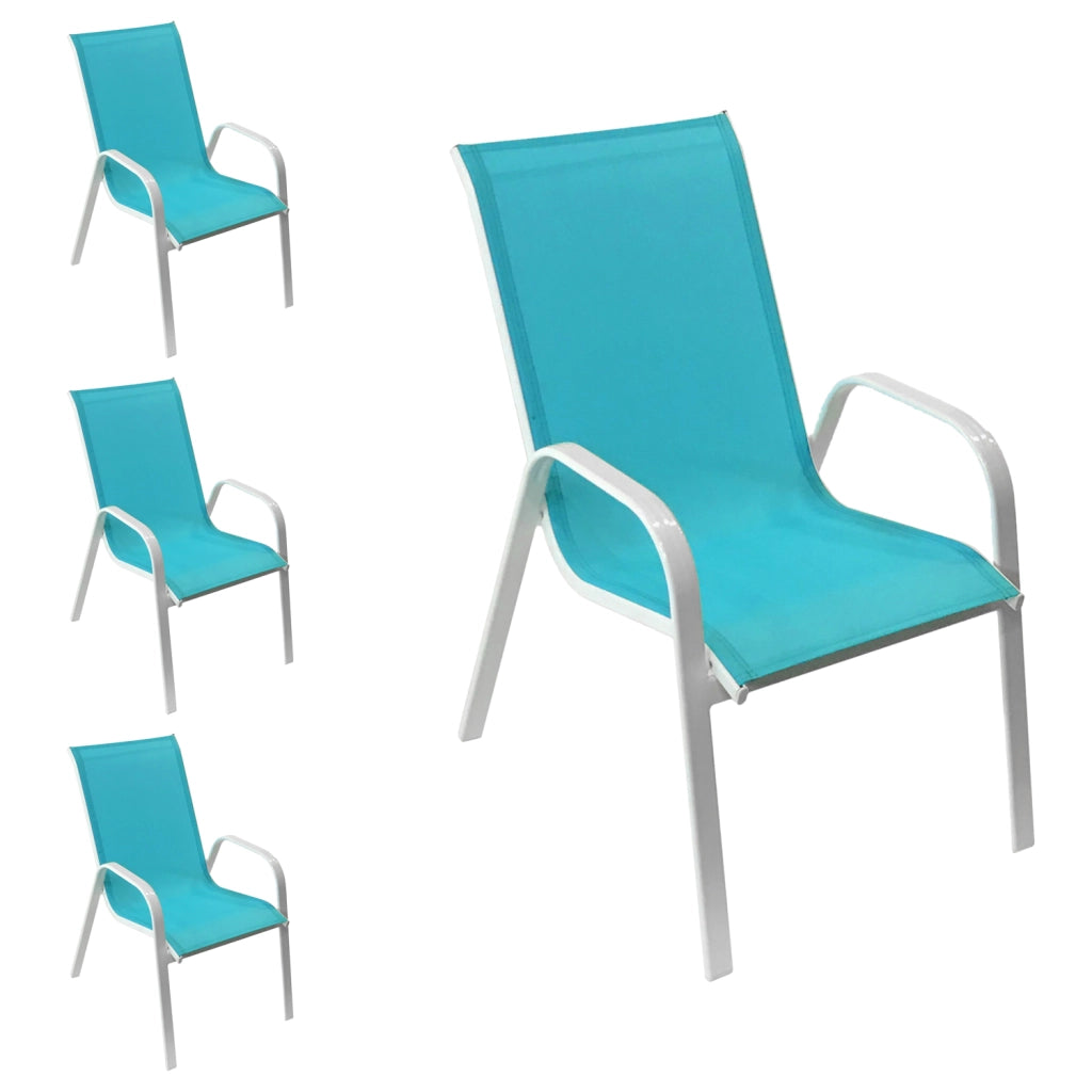 Set di 4 sedie MARBELLA in textilene blu - alluminio bianco
