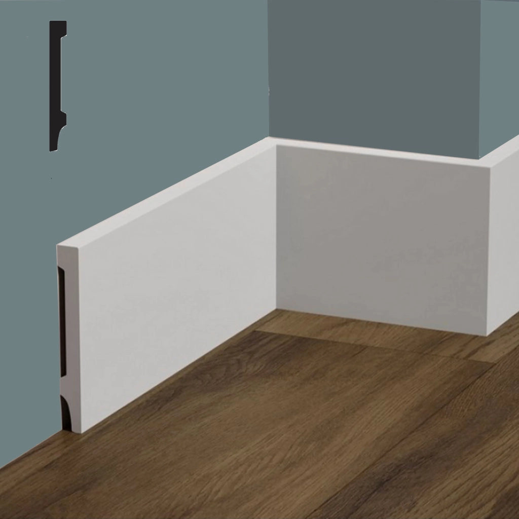 bancale da 72ml di Battiscopa DIRITTO SQUADRATO in POLIMERI FeelingWood-HD 120x15mm - BIANCO