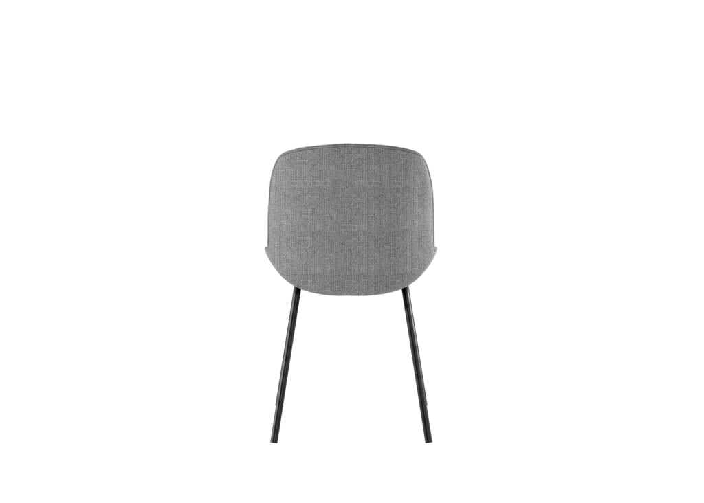 Sedia da pranzo Eva con seduta rivestita in tessuto grigio chiaro e struttura in polipropilene - Base in metallo nero - Dimensioni 46x57x80 cm