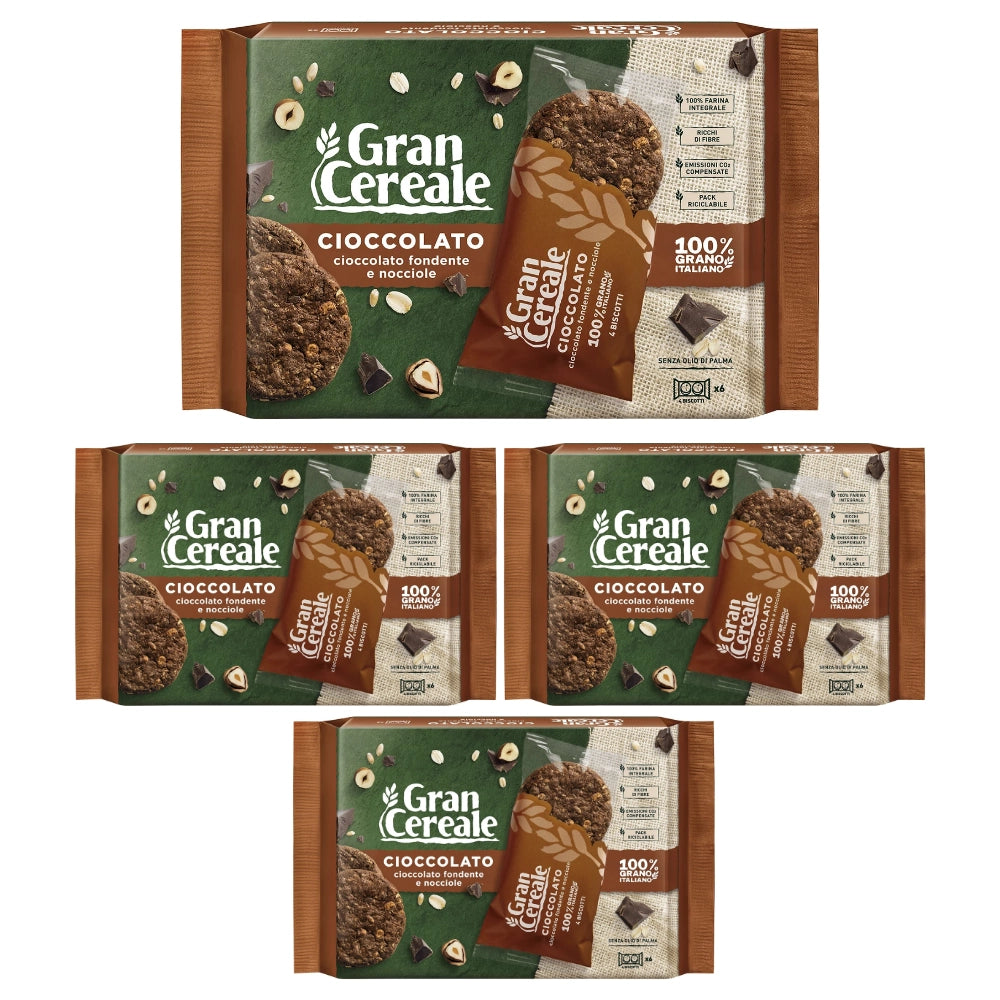 Barilla gran cereale biscotto con cioccolato e nocciole 4 pezzi da 216 grammi