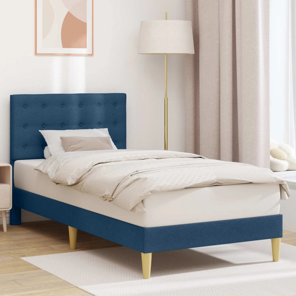 Struttura del letto con testiera-Giroletto Blu 80 x 200 cm Tessuto 763764