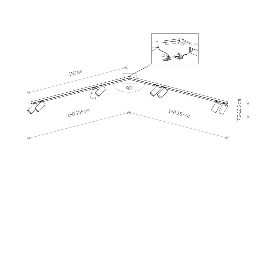 Nowodvorski Mono Corner barra spot soffitto 8xGU10 nero