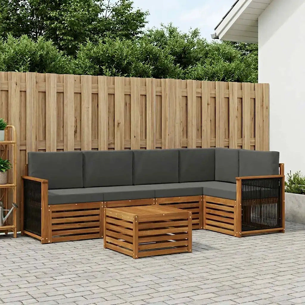 Set divano sezionale con cuscino 5 pcs Naturale e Antracite 3384383
