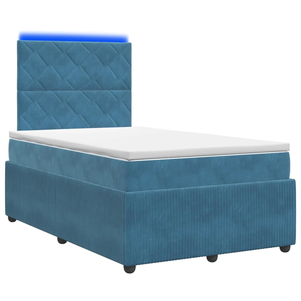 Letto Box Spring LED con Materasso Blu 120 x 190 cm Velluto 3456039