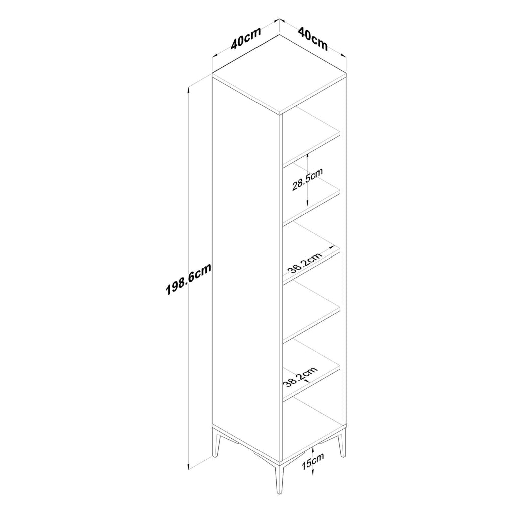 Dumenza, Mobile Colonna 5 Ripiani, 40x40x199h cm Bianco