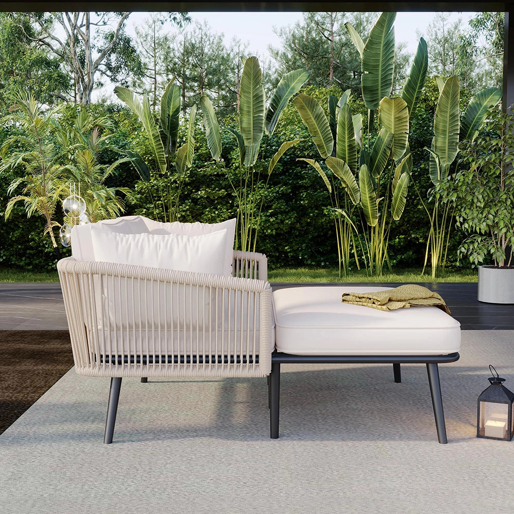 Set giardino - Xylo - 2 posti con cuscini lavabili beige