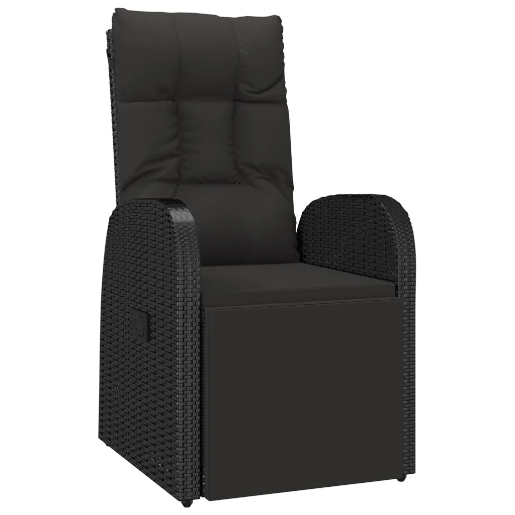Set da Pranzo da Giardino 7 pz Nero con Cuscini in Polyrattan 3157602