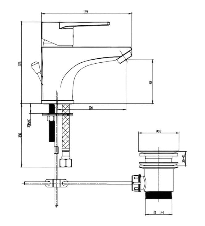Miscelatore lavabo completo moderno