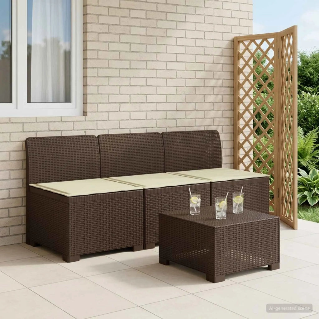 Divano da esterno-Divano da Giardino 3 posti con cuscini in look rattan PP 822223