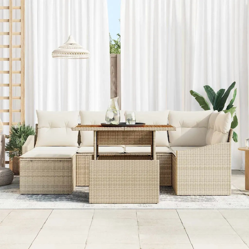 Set Divano da Giardino 7 pcs Beige Poly Rattan 3358598