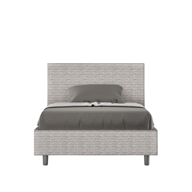 Letto imbottito 1 piazza e mezza 120x200 cm tessuto Aragona Adele - Bianco,Senza rete