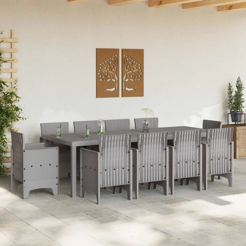 Set da Pranzo per Giardino 11 pcs Grigio chiaro Polipropilene 3378607