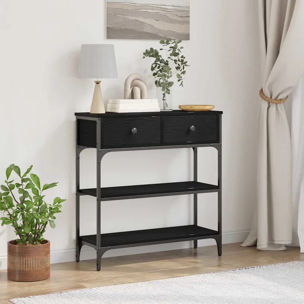 Tavolo consolle Rovere Nero 72.5 x 25 x 75 cm Legno multistrato 863521
