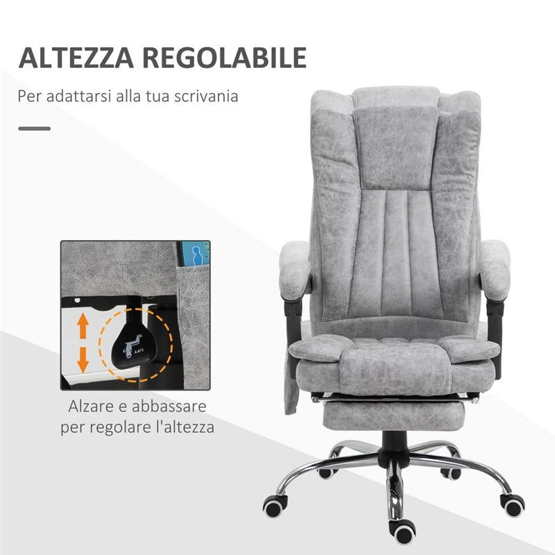 POLTRONA DA UFFICIO MASSAGGIANTE RISCALDANTE ALTEZZA E RECLINAZIONE REGOLABILI