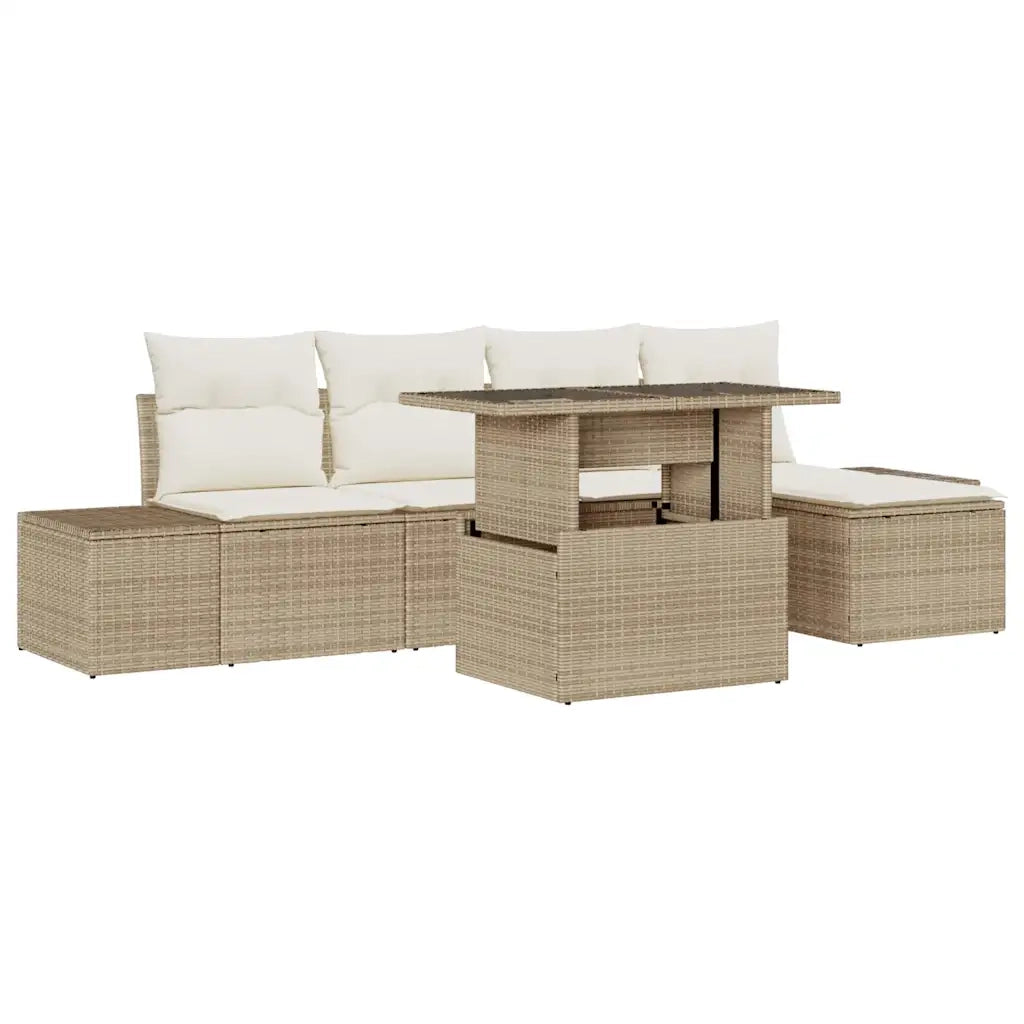 Set Divano da Giardino 6 pcs Beige Poly Rattan 3357904
