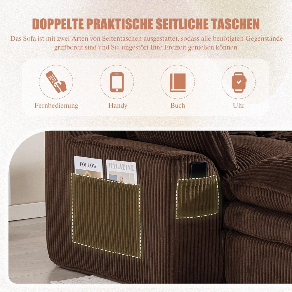 Divano modulare 3 posti - Zephmum - Incl. cuscini e tasche laterali, schiuma a 3 strati e nucleo a molle
