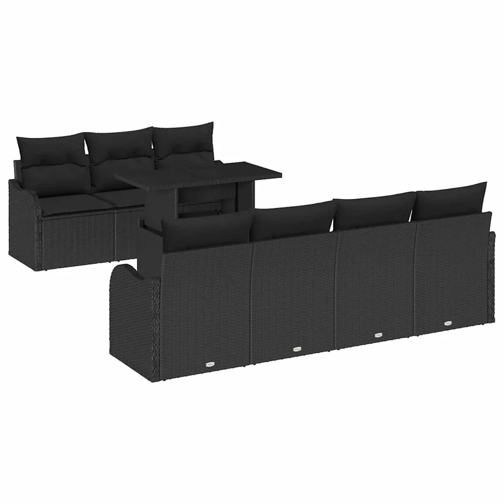 Set Divano da Giardino 8 pcs Nero Rattan in Polipropilene 3357146