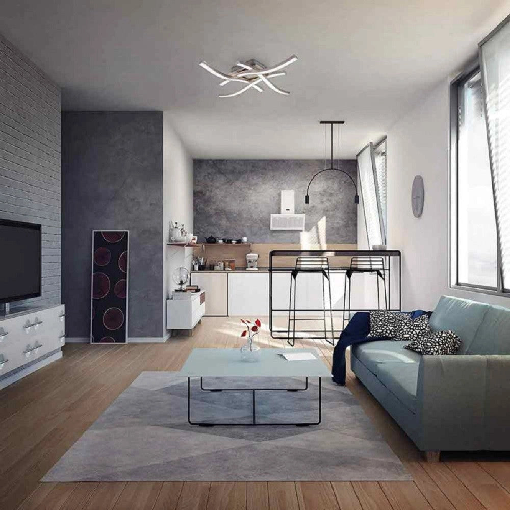 Trade Shop - Plafoniera Moderna Led Soffitto Con Bracci A Onda Luce Fredda Naturale Calda C05 -