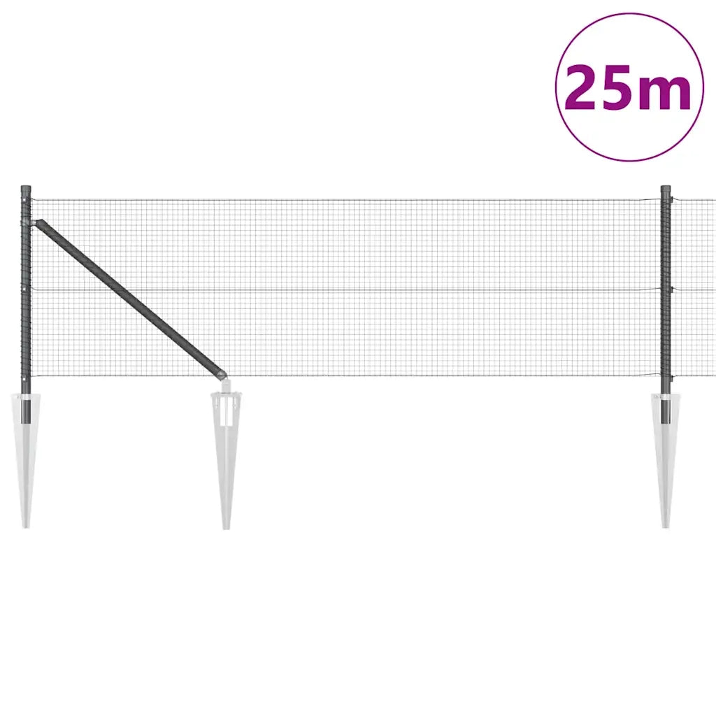 Palo della recinzione Grigio 25 x 0,5 m (rete 16 x 16 mm)