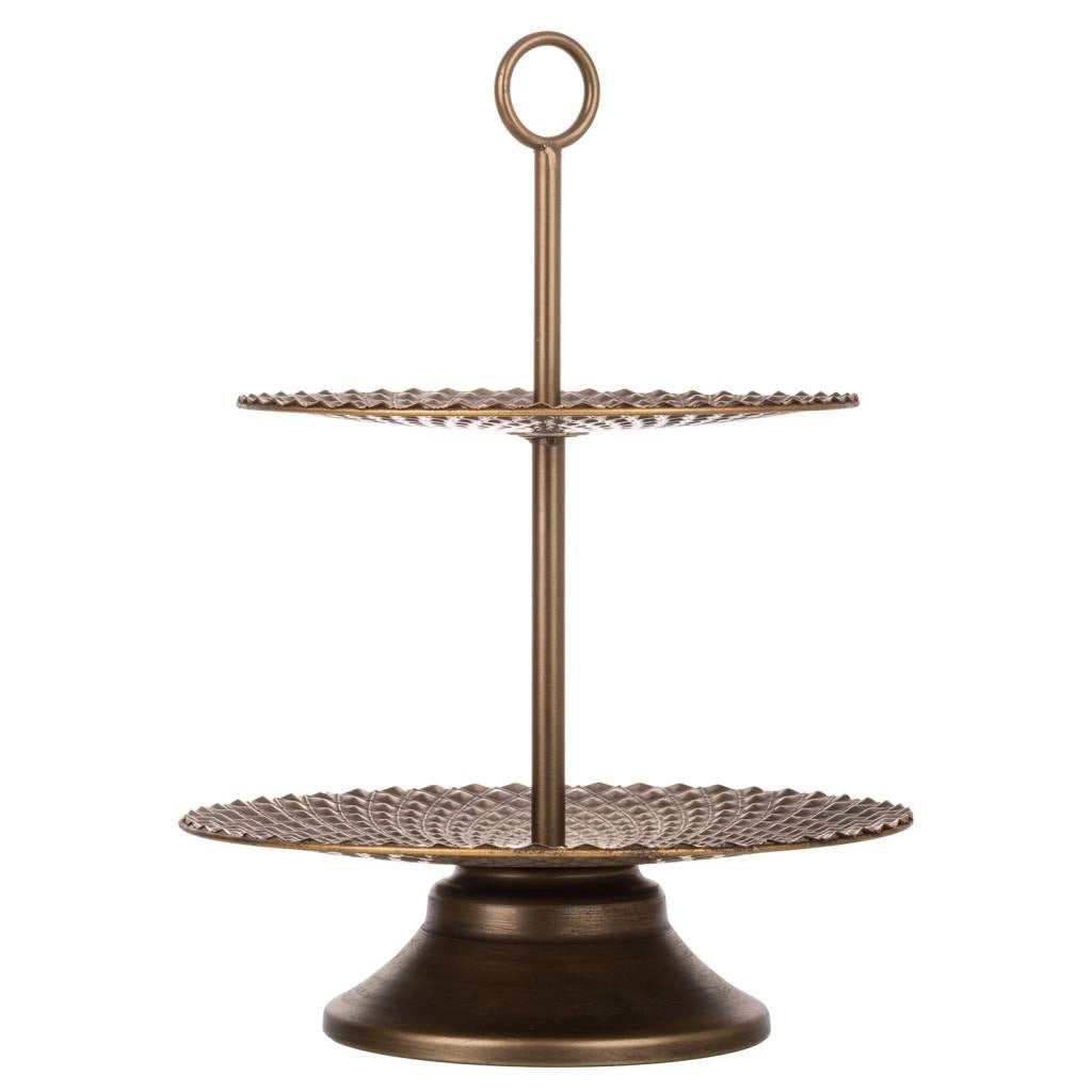 piatti con supporto in metallo dorato 35x35x48,5h