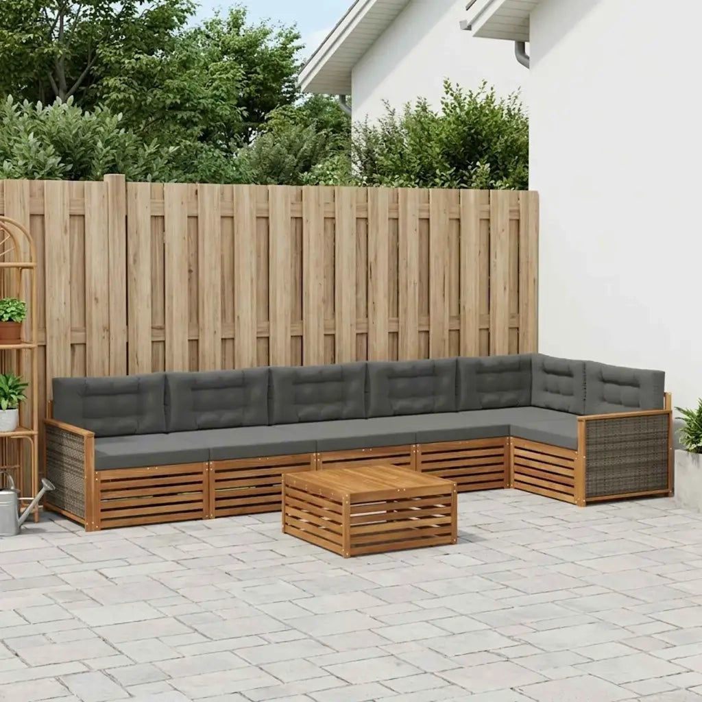 Set di divani da esterno con cuscino 7 pcs Naturale e Antracite 3383440