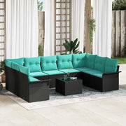 Set Divano da Giardino con cuscino 10 pcs Nero Poly Rattan 3354205