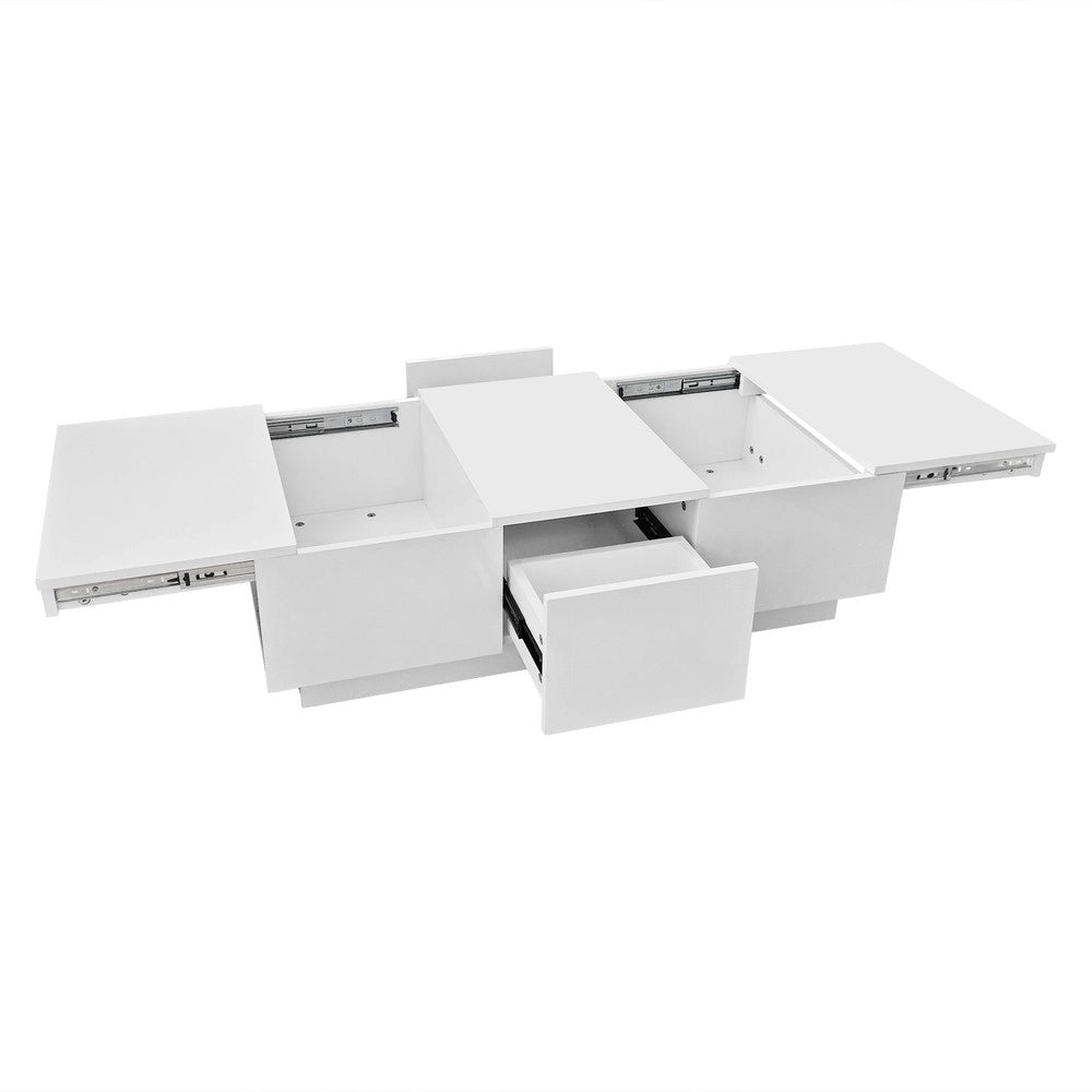 Tavolino da Caff¨¨ con Cassetti Push-Pull ¨C MINIMAL ¨C Bianco Lucido