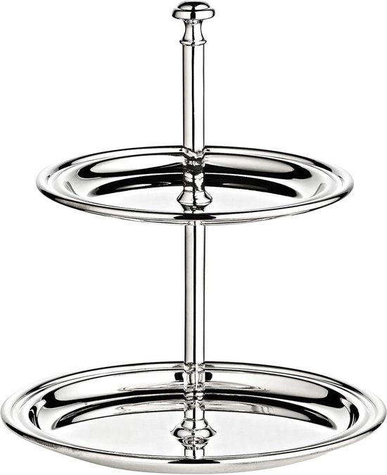 Etagere a due livelli con cavo argentato - resistente all'urto - 16 cm di altezza