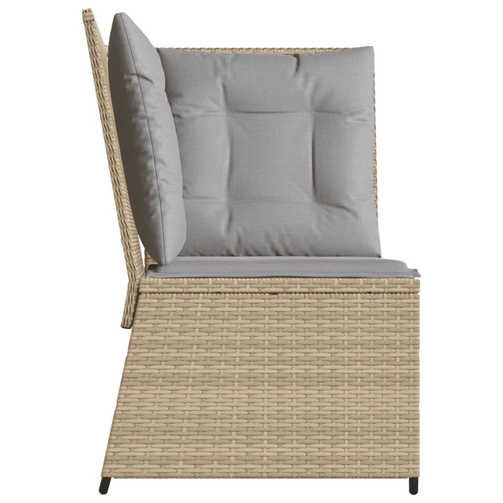 Divano Angolare da Giardino con Cuscini Beige in Polyrattan 368985